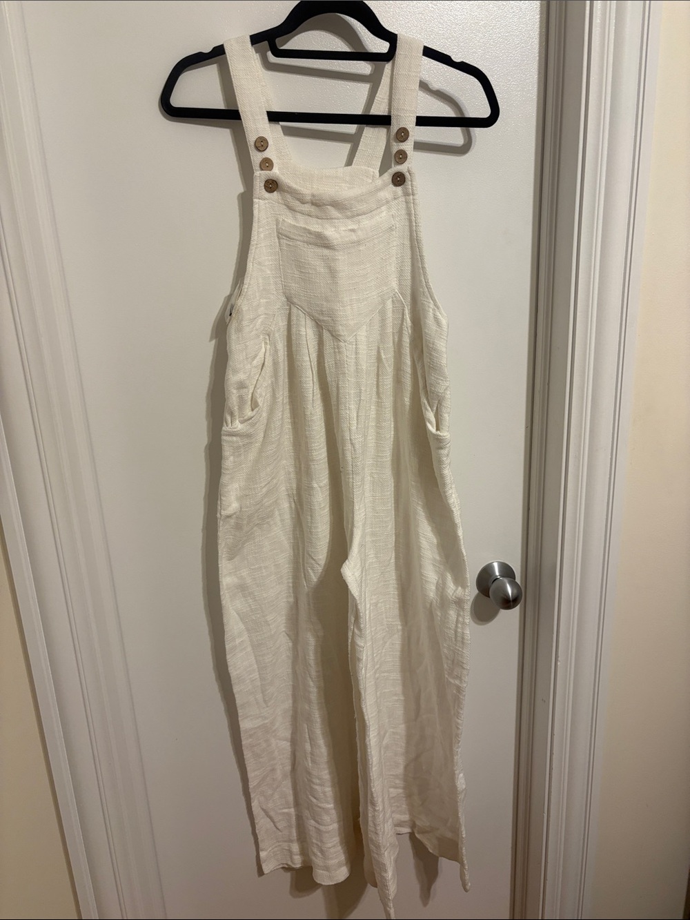 Free People Cream Overall Jumpsuit